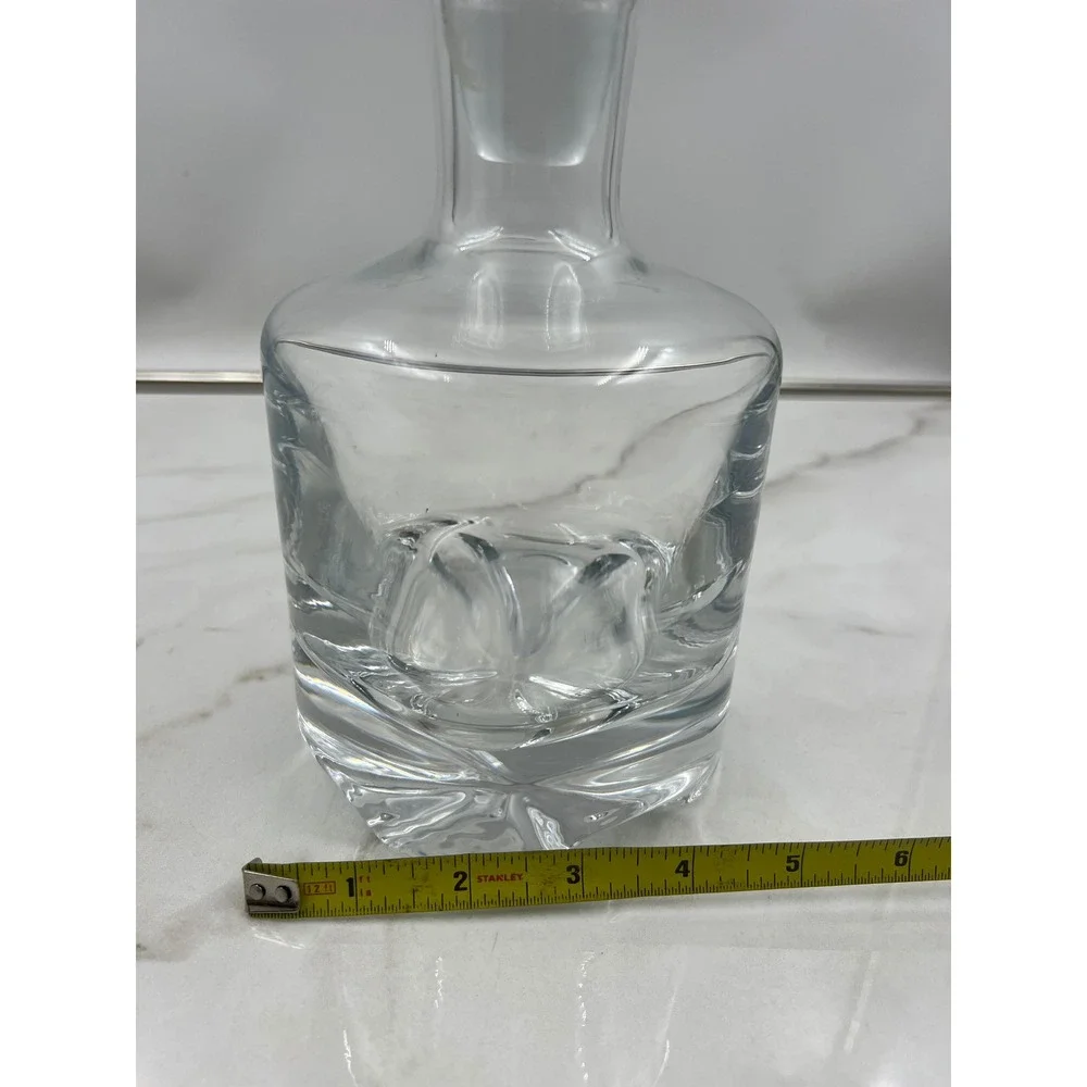 Vintage Polish KROSNO Decanter Hand Blown w/Lid Glass Barware 1980's 9.5
